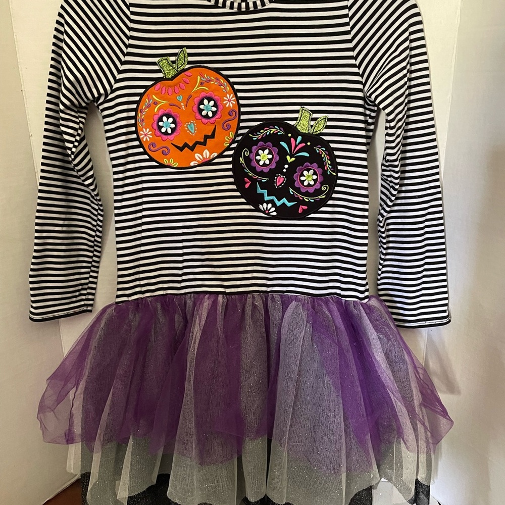 Emily Rose Girl’s  Striped Halloween Pumpkin Dress